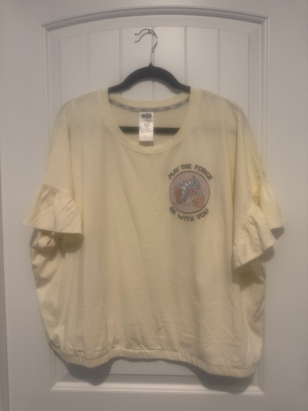 Star Wars Cream Graphic Tee with Baby Yoda Trim